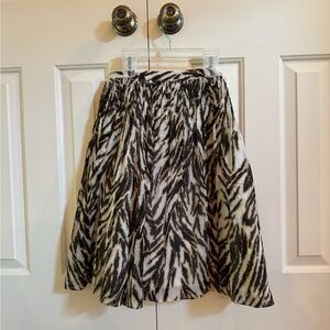Talbots Black and White Cotton Pleated A-Line Skirt